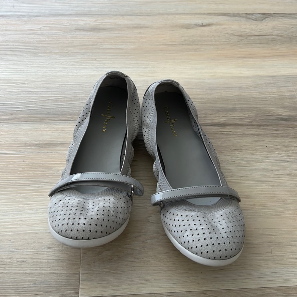 Cole Haan Women’s Gilmore Mary Jane Ballet Flats- Grey Suede 8B